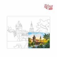 Полотно на картоні з контуром, Міста "Прага", 30*40, бавовна, акрил, ROSA START