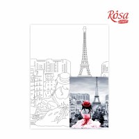 Полотно на картоні з контуром, Міста, "Париж 2", 30*40, бавовна, акрил, ROSA START