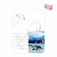 Полотно на картоні з контуром, Морські пейзажі №6, 30*40, бавовна, акрил, ROSA START