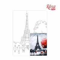 Полотно на картоні з контуром, Міста, "Париж" (Пейзаж № 2), 30*40, бавовна, акрил, ROSA START
