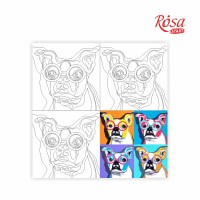 Полотно на картоні з контуром, «Pop Art Dog», 30*30, бавовна, акрил, ROSA START