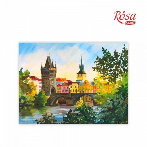 Полотно на картоні з контуром, Міста "Прага", 30*40, бавовна, акрил, ROSA START - Kanc Kyiv для вас