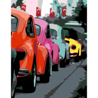 Набір-стандарт, картина за номерами, „Яскраві ретро автомобілі“, 35х45см, ROSA START
