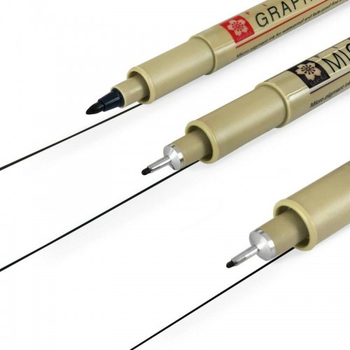 Набор линеров PIGMA MICRON 2шт, (0.3/0.5) + 1 линер-маркер Pigma Graphic В ПОДАРОК, Черный, в блистере, Sakura - Канц Киев для вас