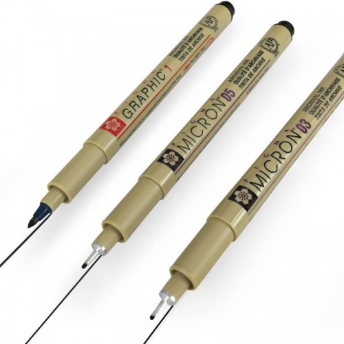 Набор линеров PIGMA MICRON 2шт, (0.3/0.5) + 1 линер-маркер Pigma Graphic В ПОДАРОК, Черный, в блистере, Sakura - Канц Киев для вас