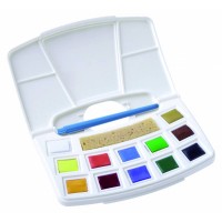 Набір акварельних фарб TALENS ART CREATION, Pocket box, 12 кювет, пензель, спонж, Royal Talens