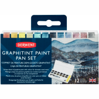 Набір Graphitint Paint Pan, 12 кольорів+пензель з резервуаром, Derwent