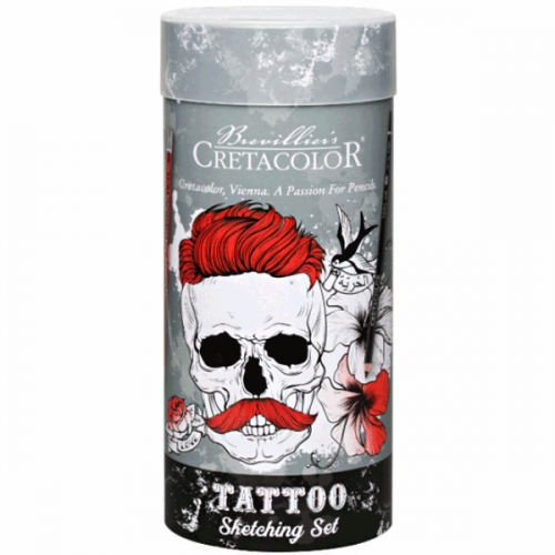 Набір художніх матеріалів TATTOO SKETCHING 14шт., мет. коробка, Cretacolor - Канц Київ для вас