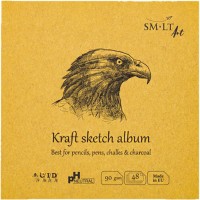 Альбом для ескізів AUTHENTIC (Kraft) Layflat 14*14см, 90г/м2, 48л, коричневий папір, SMILTAINIS