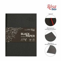 Блокнот A5 (14,8х21см), чорний папір, 80г/м, 96л., ROSA Studio