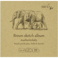 Альбом для ескізів AUTHENTIC Baby 9*9см, 135г/м2, 32л, коричневий колір, SMILTAINIS