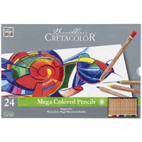 Набір кольорових олівців, MEGACOLOR, 24шт., мет. коробка, Cretacolor