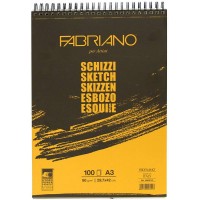 Альбом для ескізів на спіралі Schizzi Sketch, A3 (29,7x42 см), 90г/м2, 100л, Fabriano