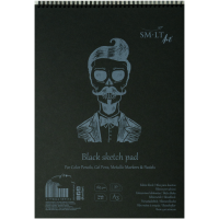 Альбом для рисунку на спіралі AUTHENTIC, А3 (29,7х42 см), 165г/м2, 30л, чорний папір, SMILTAINIS