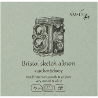 Альбом для ескізів AUTHENTIC Baby (Bristol) 9*9см, 185г/м2, 32л, білий та гладкий папір, SMILTAINIS