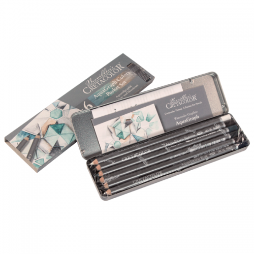 Набір графітних водорозчинних олівців AQUA GRAPH COLORS 6шт., мет. коробка, Cretacolor - Канц Київ для вас