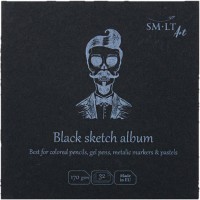 Альбом для рисунку AUTHENTIC (black) Layflat 14*14см, 170г/м2, 32л, чорний папір, SMILTAINIS