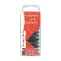 Набір картриджів з чорнилом для пір'яних ручок, 12шт (чорні), Manuscript