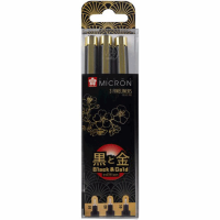 Набір лінерів PIGMA Micron Black Gold, 3 шт.(01-03-05), Чорний, Sakura