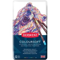 Набір кольорових олівців Coloursoft, 12шт., мет. коробка, Derwent
