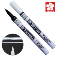 Маркер Pen-Touch, на спиртовій основі, Білий, тонкий (EXTRA FINE) 0.7мм, Sakura