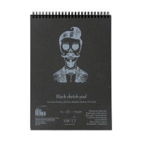 Альбом для рисунку на спіралі AUTHENTIC, А4, 165г/м2, 30л, чорний папір, SMILTAINIS