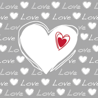 Декупажні серветки "Love Heart", сірі, 33*33 см, 18,5 г/м2, 20 шт, Ambiente