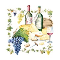 Декупажні серветки "Вино та сир", 33*33 см, 18,5 г/м2, 20 шт, Ambiente