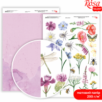 Папір дизайнерський двосторонній матовий „Wild Flowers“ 8, 21х29,7 см, 200 г/м2, ROSA TALENT