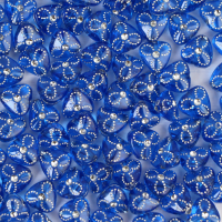 Намистини пластикові напівпрозорі, Трикутники, сині, 50 шт.