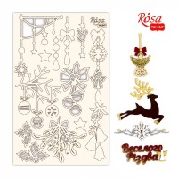 Чіпборд для скрапбукінгу „New Year's magic“ 2, білий картон, 12,8х20 см, ROSA TALENT