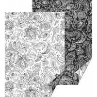 Бумага с рисунком "Пейсли" двусторонняя, Монохром, 21*31 см, 200 г / м2, Heyda