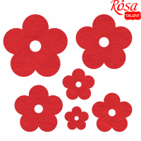 Набір фетрових заготовок „Квіти“, червоні, 6шт, ROSA TALENT