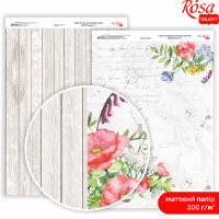 Папір дизайнерський двосторонній матовий „Wild Flowers“ 3, 21х29,7 см, 200 г/м2, ROSA TALENT
