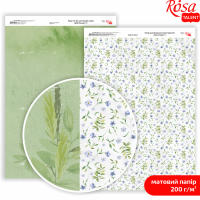 Папір дизайнерський двосторонній матовий „Wild Flowers“ 2, 21х29,7 см, 200 г/м2, ROSA TALENT
