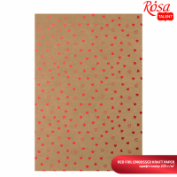 Крафт папір з тисненням „Red Hearts“, 21х29,7см, 225 г/м2, ROSA TALENT