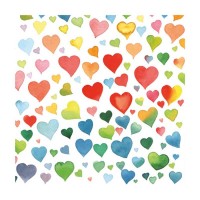 Декупажні серветки "Акварельні кольорові серця", 33*33 см, 18,5 г/м2, 20 шт, Ambiente