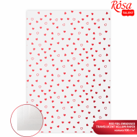 Калька напівпрозора з тисненням „Red Hearts“, 21х29,7см, 100 г/м2, ROSA TALENT
