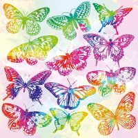 Декупажні серветки "Метелики акварельні", мікс, 33*33 см, 18,5 г/м2, 20 шт, Ambiente