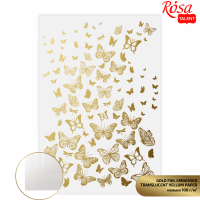 Калька напівпрозора з тисненням „Gold Butterflies“, 21х29,7см, 100 г/м2, ROSA TALENT
