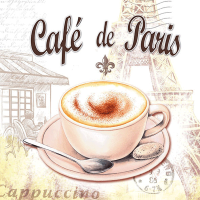 Декупажні серветки "Café de Paris", 33*33 см, 18,5 г/м2, 20 шт, Ambiente