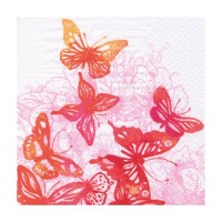 Декупажні серветки "Дивовижні метелики", червоні, 33*33 см, 17,5 г/м2, 20 шт, ti-flair