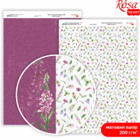 Папір дизайнерський двосторонній матовий „Wild Flowers“ 5, 21х29,7 см, 200 г/м2, ROSA TALENT