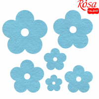 Набір фетрових заготовок „Квіти“, блакитні, 6шт, ROSA TALENT