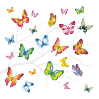 Декупажні серветки "Метелики кольорові", 33*33 см, 18,5 г/м2, 20 шт, Ambiente