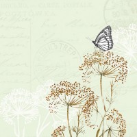Декупажні серветки "Метелик на гілці", 33*33 см, 18,5 г/м2, 20 шт, Ambiente