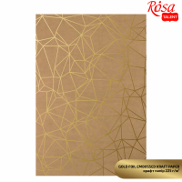 Крафт папір з тисненням „Gold Polygon“, 21х29,7см, 225 г/м2, ROSA TALENT