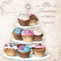 Декупажні серветки "Cupcakes on Etagere", 33*33 см, 18,5 г/м2, 20 шт, Ambiente