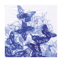 Декупажные салфетки "Удивительные бабочки", голубые, 33*33 см, 17,5 г/м2, 20 шт, ti-flair