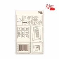 Чіпборд для скрапбукінгу Класичний „Рамки та піктограми“, білий картон, 12,6х20см, ROSA TALENT